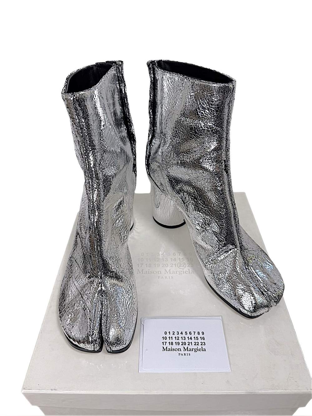 Maison Margiela Silver Metallic Tabi Ankle Boots 38 - Picture 2 of 14